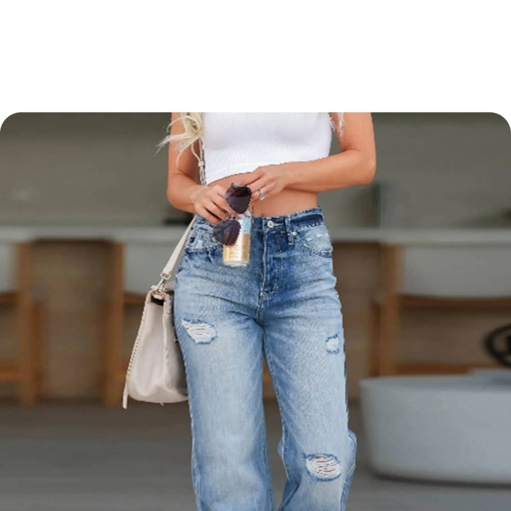 Classic Blue Distressed Women Jeans